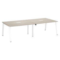 Table de réunion modulable avec extension chêne gris L 280 x P 126 cm - Piétement métal - Arch