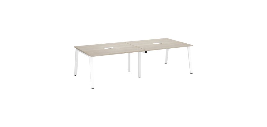 Table de réunion modulable avec extension chêne gris L 280 x P 126 cm - Piétement métal - Arch