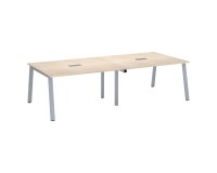 Mesa de reunión Ecla roble claro con extensión An 280 x Fon 126 cm patas metal