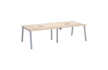 Mesa de reunión Ecla roble claro con extensión An 280 x Fon 126 cm patas metal