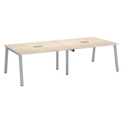Table de réunion modulable avec extension chêne clair L 280 x P 126 cm - Piétement métal - Arch