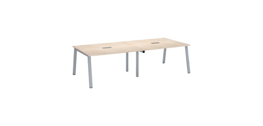 Table de réunion modulable avec extension ECLA L 280 x P 126 cm piétement métal