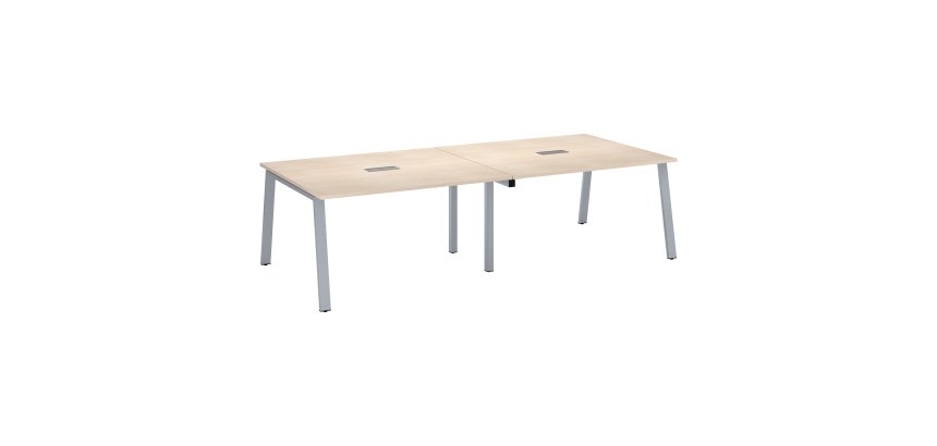 Table de réunion modulable avec extension ECLA L 280 x P 126 cm piétement métal
