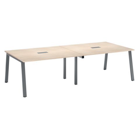 Table de réunion modulable avec extension ECLA L 280 x P 126 cm piétement métal