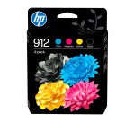 Pack HP 912 Tintenpatronen 1 schwarz + 3 Farben für Tintenstrahldrucker