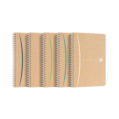 Cahier recyclé spirale Oxford Touareg A5 14,8 x 21 cm petits carreaux 180 pages