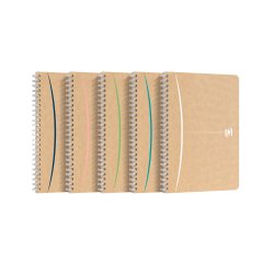 Cahier recyclé spirale Oxford Touareg A5 14,8 x 21 cm petits carreaux 180 pages