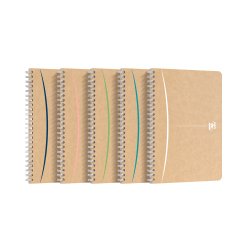 Cahier recyclé spirale Oxford Touareg A5 14,8 x 21 cm - petits carreaux - 180 pages