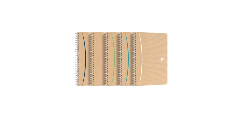 Cahier recyclé spirale Oxford Touareg A5 14,8 x 21 cm - petits carreaux - 180 pages