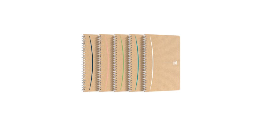 Cahier recyclé spirale Oxford Touareg A5 14,8 x 21 cm - petits carreaux - 180 pages