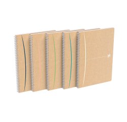 Cuaderno reciclado espiral Oxford Touareg A4 21 x 29,7 cm, cuadros pequeños, 180 páginas