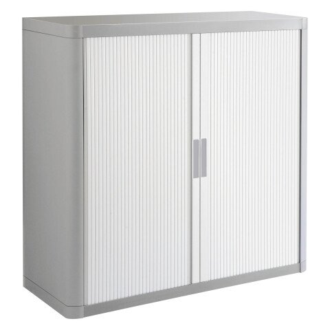 Armario de oficina poliestireno desmontable Easy Office Alt. 104 x An.110 cm Gris Puerta persiana Blanca