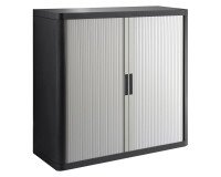 Armario de oficina poliestireno desmontable Easy Office Alt. 104 x An.110 cm Negro Puerta persiana 