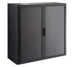 Armoire basse H 104 x L 110 cm à rideaux Easy Office, corps plastique, structure métal