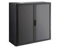 Armario de oficina poliestireno desmontable Easy Office Alt. 104 x An 110 cm Negro Puerta persiana Antracita 