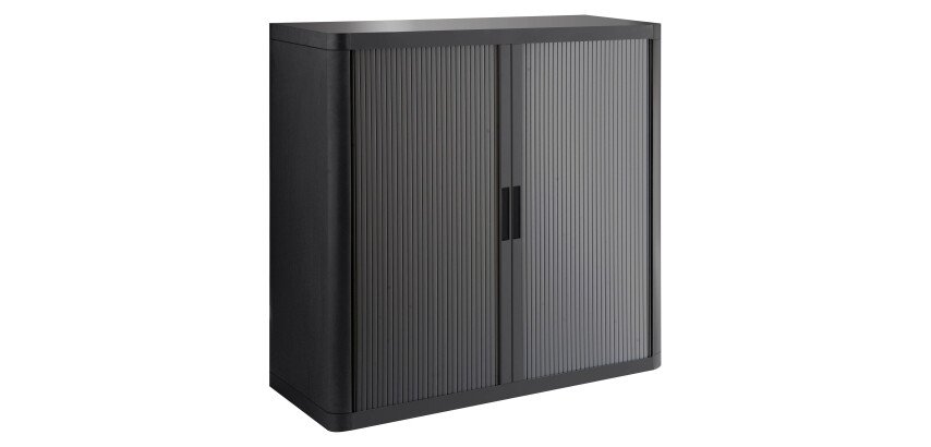 Armoire basse H 104 x L 110 cm à rideaux Easy Office, corps plastique, structure métal