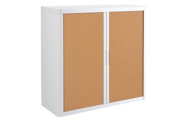 Armario de oficina poliestireno desmontable Easy Office Alt. 104 x An.110 cm Blanco Puerta persiana 
