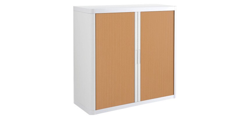 Armoire basse H 104 x L 110 cm à rideaux Easy Office, corps plastique, structure métal
