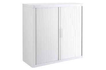 Armoire basse H 104 x L 110 cm à rideaux Easy Office, corps plastique, structure métal