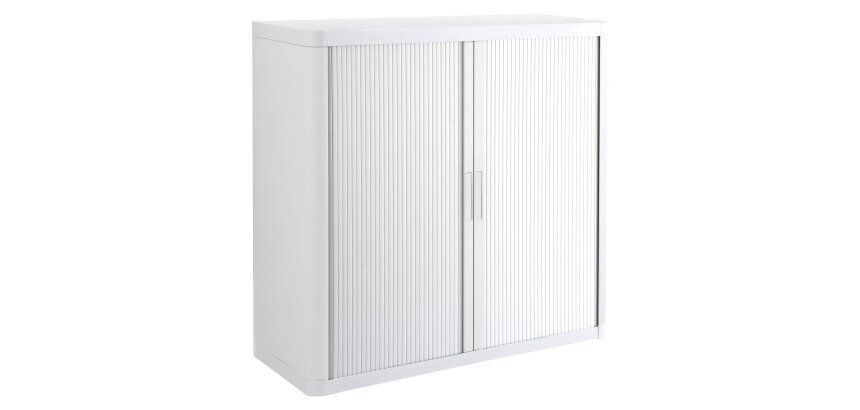 Armoire basse H 104 x L 110 cm à rideaux Easy Office, corps plastique, structure métal