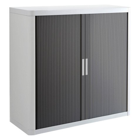 Schrank H 104 x B 110 cm mit Easy Office-Vorhängen, Kunststoffgehäuse, Metallstruktur