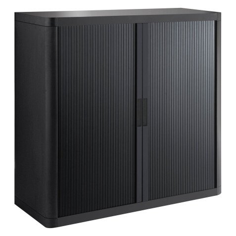 Low cabinet H 104 x W 110 cm with Easy Office curtains, plastic body, metal structure