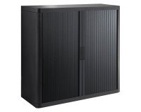 Schrank niedrig H 104 x B 110 cm mit Easy Office-Vorhängen, Plastikkorpus, Metallkonstruktion