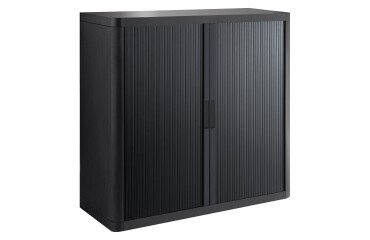 Low cabinet H 104 x W 110 cm with Easy Office curtains, plastic body, metal structure