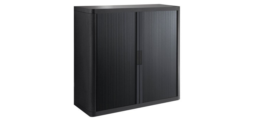 Low cabinet H 104 x W 110 cm with Easy Office curtains, plastic body, metal structure