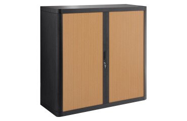 Armario de oficina poliestireno desmontable Easy Office Alt. 104 x An.110 cm Negro Puerta persiana 
