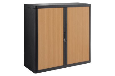Armario de oficina poliestireno desmontable Easy Office Alt. 104 x An.110 cm Negro Puerta persiana 