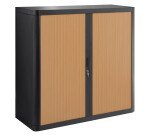Armario de oficina poliestireno desmontable Easy Office Alt. 104 x An.110 cm Negro Puerta persiana 