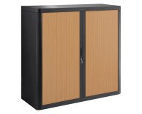 Armario de oficina poliestireno desmontable Easy Office Alt. 104 x An.110 cm Negro Puerta persiana 
