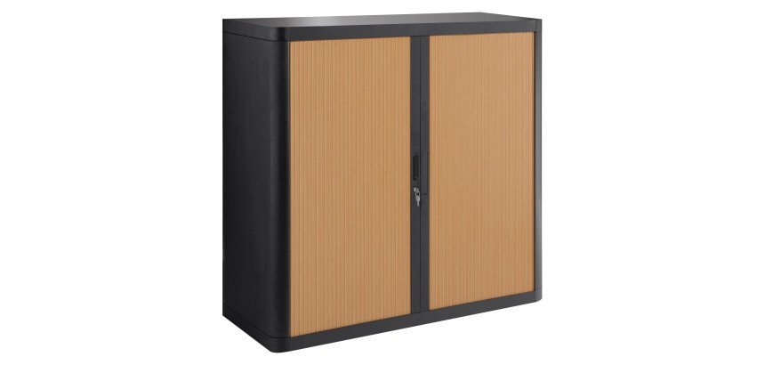 Armario de oficina poliestireno desmontable Easy Office Alt. 104 x An.110 cm Negro Puerta persiana 