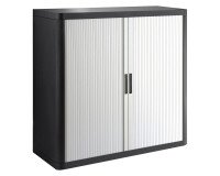 Armoire à rideaux démontable easyOffice 104 x 110 cm corps noir - rideau blanc