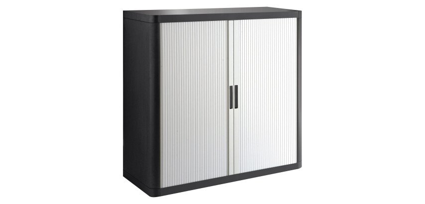Armario de oficina poliestireno desmontable Easy Office Alt. 104 x An.110 cm Negro Puerta persiana 