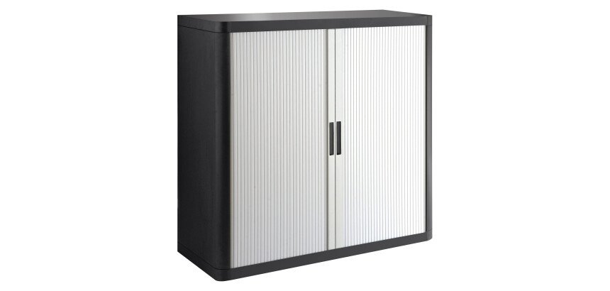 Armario de oficina poliestireno desmontable Easy Office Alt. 104 x An.110 cm Negro Puerta persiana 