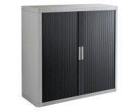 Armario de oficina poliestireno desmontable Easy Office Alt. 104 x An.110 cm Gris Puerta persiana Negro 
