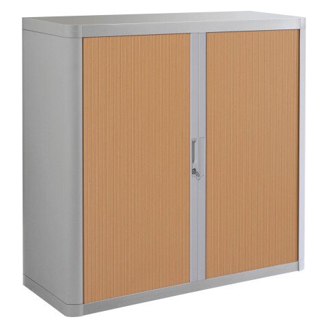 Armario de oficina poliestireno desmontable Easy Office Alt. 104 x An.110 cm Gris Puerta persiana Haya