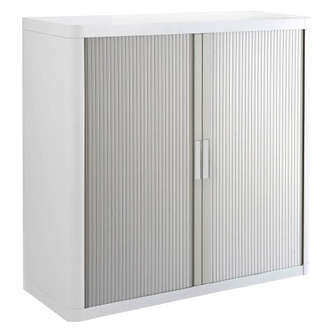 Armario de oficina poliestireno desmontable Easy Office Alt. 104 x An.110 cm Blanco Puerta persiana Gris