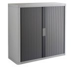 Schrank niedrig H 104 x B 110 cm mit Easy Office-Vorhängen, Plastikkorpus, Metallkonstruktion