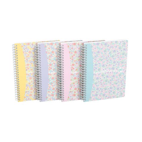 Cahier spirale Oxford Floral A5 14,8 x 21 cm blanc ligné 120 pages