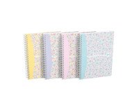 Heft mit Spiralbindung Oxford Flowers A5 14,8 x 21 cm weiß liniert 120 Seiten