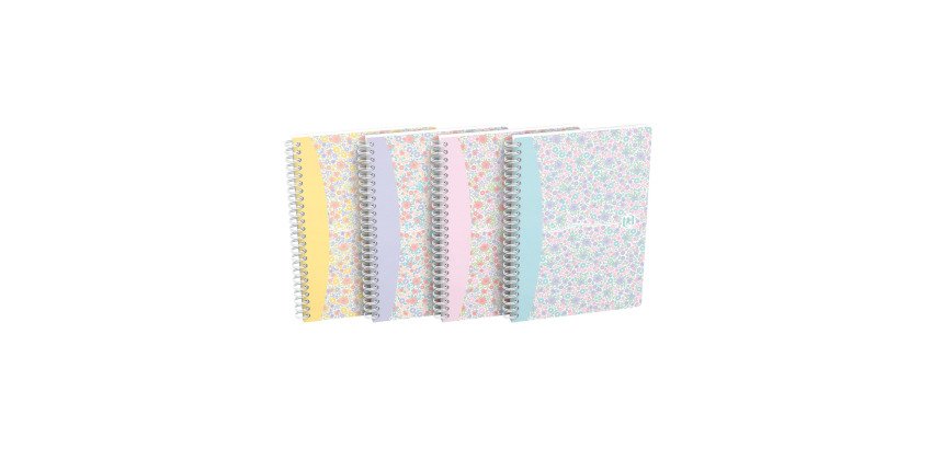 Cahier spirale Oxford Flowers - A5 14,8 x 21 cm - blanc ligné - 120 pages