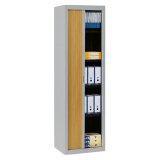 Armoire haute à rideaux démontables décor bois Largeurs spécifiques 200 x 60 cm corps aluminium