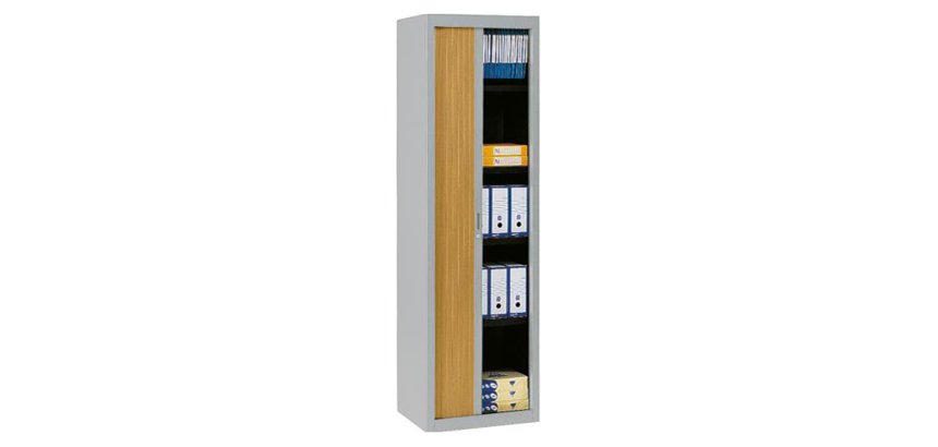 Armoire haute à rideaux démontables décor bois Largeurs spécifiques 200 x 60 cm corps aluminium