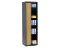 Armoire haute à rideaux démontables décor bois Largeurs spécifiques 200 x 60 cm corps anthracite