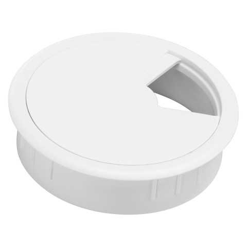 Tapa pasacables redondo 8 cm plástico ABS color blanco para mesa