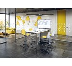 Table haute Boxy H 107 x L 180 x 80 cm blanc piètement métal