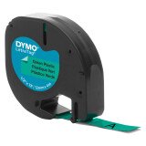 Ruban étiqueteuse plastique Dymo LetraTag S0721640 fond vert écriture noire 12 mm x 4 m